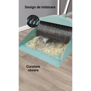 Set matura, faras cu coada si matura silicon, Flippy, Pentru uz casnic, Plastic/Otel, Albastru deschis, 90 x 72 x 100 cm - Img 5