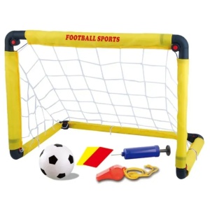 Set Poarta de Fotbal pentru Copii, Flippy, 45x60 cm, Minge, Cartonase, Pompa, Fluier, Interactiv, Distractiv, Galben - Img 1