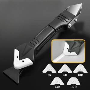 Set Racleta pentru Indepartare Adeziv, Racleta pentru Silicon si Lipici, 5 Capete din silicon, Dimensiune Inchisa 18.8 x 4 x 2.8 cm, Metal, Negru - Img 6