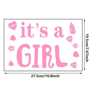 Sticker Autocolant, Flippy, Tematica Gender Reveal, Model Scris It's a Girl, 19.5x27.5 cm, Roz - Img 6