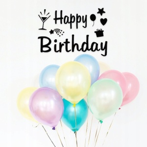 Sticker Autocolant pentru Baloane, Flippy, Tematica Aniversare, Model Happy Birthday, 29x21 cm, Negru - Img 3