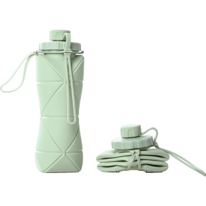 Sticla de apa pliabila Flippy, din silicon,reutilizabila, rezistenta la temepreturi ridiate, usor de depozitat si carat, 22 x 7.8 cm, 600 ml, verde - Img 1