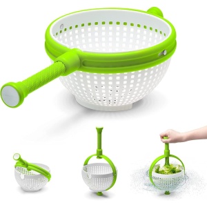 Strecuratoare multifunctionala rotativa, cu maner, material ABS, 22x12 cm, maner 18 cm, cu ventuza pentru prindere sigura, practic si usor de folosit, verde - Img 8