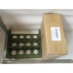 Suport Organizator pentru Oua, Flippy, pentru Frigider, Verde transparent, Capacitate 30 oua, Trei straturi, cu Data de Expirare, 25.5x10x23 cm - Img 2