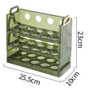 Suport Organizator pentru Oua, Flippy, pentru Frigider, Verde transparent, Capacitate 30 oua, Trei straturi, cu Data de Expirare, 25.5x10x23 cm - Img 12