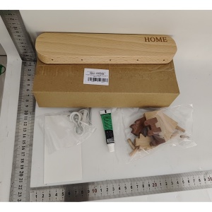 Suport pentru Chei, Flippy, din Lemn, Aplicare fara Perforare, Adeziv Inclus, 5 Carlige Albe, Model Casuta, Greutate Suportata 5 kg, 13.5 x 23 cm, Maro - Img 2
