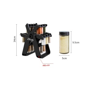 Suport Pentru Condimente Rotativ, Flippy, Multifunctional, Pivotant 360°, Portabil, Usor de Montat, 34x23 cm, ABS/Sticla, Negru - Img 10