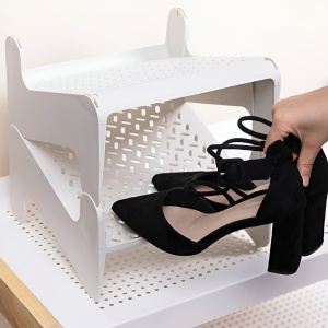 Suport pentru Pantofi, Flippy, cu Doua Straturi, Organizator, Antiderapant și Durabil, 26x24.8x16 cm, Alb - Img 3