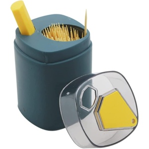 Suport Scobitori, Flippy, Automat, cu Buton si Capac, din PP, 9.5x6 cm, Albastru - Img 4