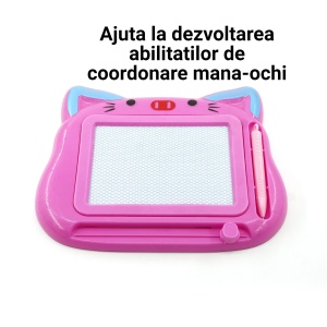 Tablita Magnetica de Scris si Desenat, Flippy, Model Pisica, cu Creion, Dimensiuni 23.2x18.5 cm, Suprafata Desen 14.6x10.4 cm, Dezvolta Imaginatia si Creativitatea, Incurajeaza Exersarea Scrisului, Roz - Img 4