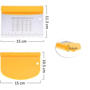Taietor aluat 15 x 10.5 cm Flippy, 2 in 1, lama otel inoxidabil, maner din ABS, gradat, paleta plastic, galben - Img 4