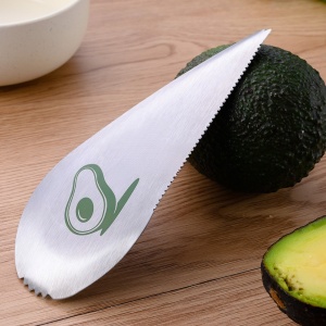 Taietor special pentru avocado Flippy, 3 in 1, forma curbata, zimti pentru apucare si taiere, din otel inoxidabil, 15 x 6 cm, gri - Img 4