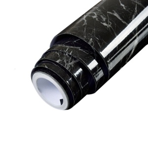 Tapet Autocolant pentru Bucatarie, Flippy, Rola cu Efect de Marmura, Folie Autoadeziva, 40cmx100cm, Negru - Img 3