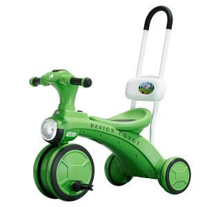 Tricicleta pentru copii Flippy, pedalare, impingere, lumini si sunete, pedale antiderapante, material dur, cos depozitare, varsta peste 18 luni, 80x40x52 cm, verde - Img 1
