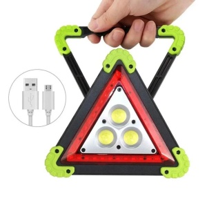 Triunghi Multifunctional de Avertizare, Flippy, Lanterna LED, Impermeabil IP65, 800 lm, 2 x AA, Functie Incarcare Telefon, USB si Micro USB, COB, Verde - Img 3