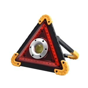 Triunghi Multifunctional de Avertizare, Flippy, Lanterna LED, Impermeabil IP65, 800 lm, 2 x AA, Functie Incarcare Telefon, USB si Micro USB, COB 33, Portocaliu - Img 1