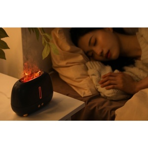 Umidificator de tip flacara, Flippy, cu aromaterapie, 7 culori, 250 ml, negru - Img 3