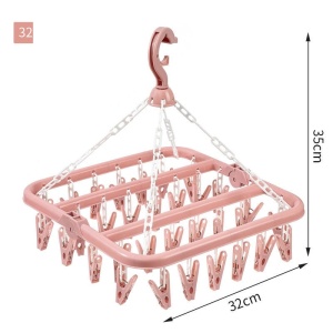 Uscator de rufe Flippy, 32 de cleme, Plastic, Pliabil, rotire 360 grade, 32x32 cm, Roz - Img 2