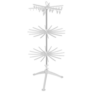 Uscator de Rufe Vertical, Flippy, 3 Niveluri, Pliabil, din ABS+PP+Otel Inoxidabil, Rotire 360 Grade, 178.7 x 75 cm, Alb - Img 1
