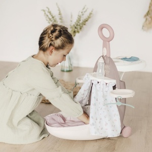 Valiza multifunctionala pentru papusi Smoby Baby Nurse 3 in 1 maro - Img 6