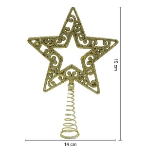 Varf decorativ de brad, Auriu, in forma de Stea, decupata in centru, din Plastic/Metal, 14 cm x 19 cm, Interior/Exterior, Flippy - Img 10