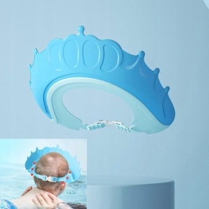 Viziera de Protectie Baie Pentru Copii, Fippy, Model Coronita, Dimensiune ajustabila, Durabil, Usor de curatat, Impotriva Samponului, pentru Ochi si Urechi, TPE+PP, 24x22 cm, Albastru - Img 10