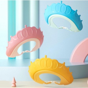 Viziera de Protectie Baie Pentru Copii, Fippy, Model Coronita, Dimensiune ajustabila, Durabil, Usor de curatat, Impotriva Samponului, pentru Ochi si Urechi, TPE+PP, 24x22 cm, Roz - Img 3