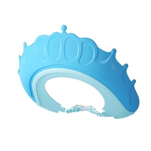 Viziera de Protectie Baie Pentru Copii, Fippy, Model Coronita, Dimensiune ajustabila, Durabil, Usor de curatat, Impotriva Samponului, pentru Ochi si Urechi, TPE+PP, 24x22 cm, Albastru - Img 1