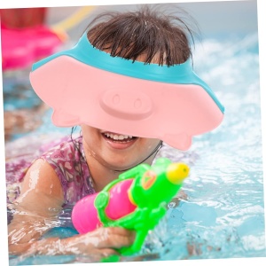 Viziera de Protectie Baie Pentru Copii, Fippy, Model Purcelus, Dimensiune ajustabila, Durabil, Usor de curatat, Impotriva Samponului, pentru Ochi si Urechi, TPE+PP, 23x23 cm, Roz - Img 13