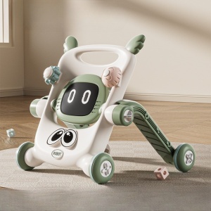 Antemergator pentru Copii 8 in 1, Flippy, Multifunctional, cu Maner de Impingere Detasabil, Scuter, Trotineta, Scaun Reglabil, Tavita Detasabila, Stabil, Antiderapant, 4 Roti, 56x44x64cm, 9-12 Luni, Verde - Img 4