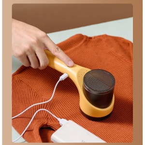 Aparat Scame si Par Haine, Flippy, Electric, USB inclus, Periuta Curatare, pentru Diferite Tesaturi, 3 Trepte, 20.5 x 8.8 x 7 cm, Galben - Img 5