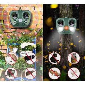 Aparat Solar LED cu Ultrasunete, Flippy, Repelent pentru Animale Mari si Mici, Lumina Rosie si Alba, Anti Rozatoare, Anti Insecte, 15 x 14 x 24 cm, Verde - Img 7