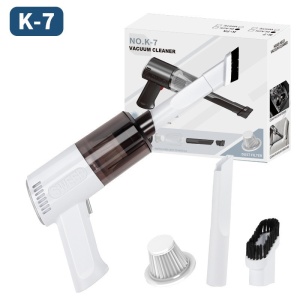 Aspirator Portabil Fara Fir, Flippy, Tip Pistol K7, Pentru Casa si Masina, Incarcare USB, Autonomie 30 Min, 36 x 17 cm, Alb - Img 1