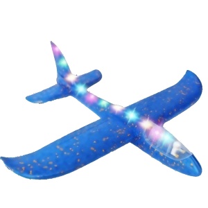 Avion Planor cu Pilot, Flippy, Din Polistiren, Cu Lumini pe Toata Lungimea, 47 cm, Albastru - Img 1