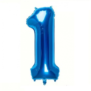 Balon din Folie Flippy, Cifra 1, 81 cm, Pentru Aer sau Heliu, Bulk, Albastru - Img 1