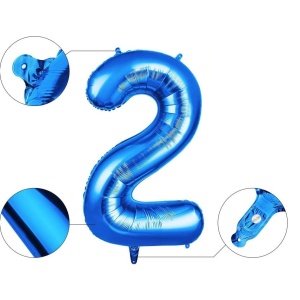 Balon din Folie Flippy, Cifra 2, 81 cm, Pentru Aer sau Heliu, Albastru - Img 3