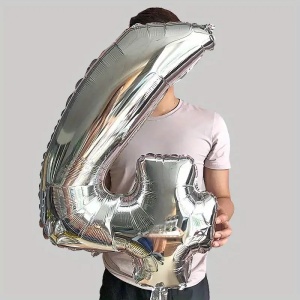 Balon din Folie Flippy, Cifra 4, 81 cm, Pentru Aer sau Heliu, Bulk, Argintiu - Img 3