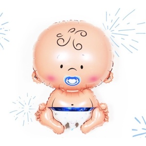 Balon din Folie Metalizata, Flippy, Figurina Baietel, Tema Botez, 73x48 cm, Ambalaj Individual, Pai Inclus, Umflare cu Aer sau Heliu, Albastru - Img 8