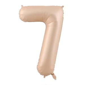 Balon din Folie Metalizata, Flippy, Figurina Cifra, Model 7, Tema Aniversare 100 cm, Ambalaj Individual, Pai Inclus, Umflare cu Aer sau Heliu, Crem - Img 1