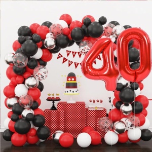 Balon din Folie Metalizata Flippy, Figurina Cifra, Tema Aniversare 100 cm, Ambalaj Individual, Pai inclus, Umflare cu Aer sau Heliu, Rosu, Cifra 4 - Img 4