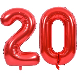 Balon din Folie Metalizata Flippy, Figurina Cifra, Tema Aniversare 40 cm, Ambalaj Individual, Pai inclus, Umflare cu Aer sau Heliu, Rosu, Cifra 2 - Img 10