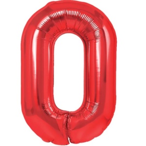Balon din Folie Metalizata Flippy, Figurina Cifra, Tema Aniversare 80 cm, Ambalaj Individual, Pai inclus, Umflare cu Aer sau Heliu, Rosu, Cifra 0 - Img 12
