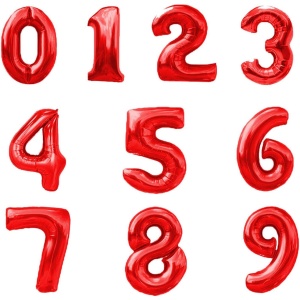 Balon din Folie Metalizata Flippy, Figurina Cifra, Tema Aniversare 80 cm, Ambalaj Individual, Pai inclus, Umflare cu Aer sau Heliu, Rosu, Cifra 2 - Img 3