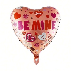 Balon din Folie Metalizata, Flippy, Figurina Inimioara, Model BE MINE, Tematica Iubire, 45 cm, Ambalaj Individual, Pai Inclus, Umflare cu Aer sau Heliu, Rosu - Img 4