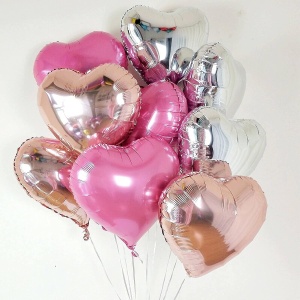 Balon din Folie Metalizata, Flippy, Figurina Inimioara, Model Simplu, Tematica Iubire, 40 cm, Ambalaj Individual, Pai Inclus, Umflare cu Aer sau Heliu, Argintiu - Img 4