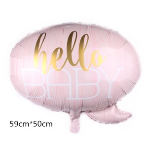 Balon din Folie Metalizata, Flippy, Figurina Norisor, Tema Hello Baby , 59x50 cm, Ambalaj Individual, Pai Inclus, Umflare cu Aer sau Heliu, Roz - Img 2
