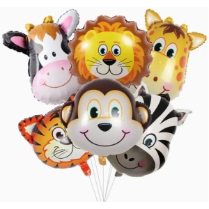 Balon din Folie Metalizata, Flippy, Mini Figurine Animalute, Model Girafa, Tematica Aniversare, 32x45 cm, Ambalaj Individual, Pai Inclus, Umflare cu Aer sau Heliu, Multicolor - Img 4