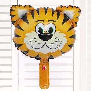 Balon din Folie Metalizata, Flippy, Mini Figurine Animalute, Model Tigru, Tematica Aniversare, 38x31 cm, Ambalaj Individual, Pai Inclus, Umflare cu Aer sau Heliu, Multicolor - Img 6