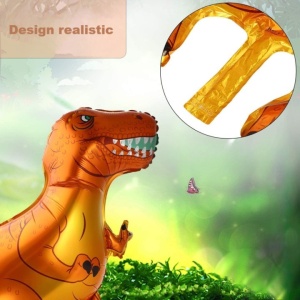 Balon din Folie Metalizata, Flippy, Mini Figurine Dinozauri, Model T-Rex, Tematica Aniversare, 48x34 cm, Ambalaj Individual, Pai Inclus, Umflare cu Aer sau Heliu, Multicolor - Img 4
