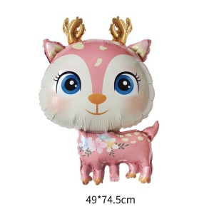 Balon din Folie Metalizata, Flippy, Mini Figurine, Model Cerb, Tematica Aniversare, 49x74.5 cm, Ambalaj Individual, Pai Inclus, Umflare cu Aer sau Heliu, Roz - Img 6